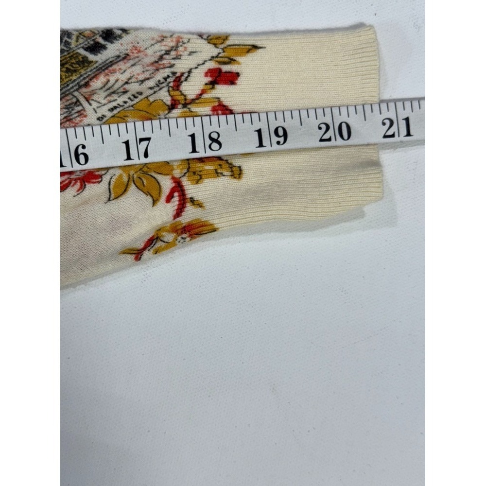 Anthropologie‎ Postmark Cardigan Small Cream Venice Print Cardigan V-Neck Cotton - Picture 10 of 10
